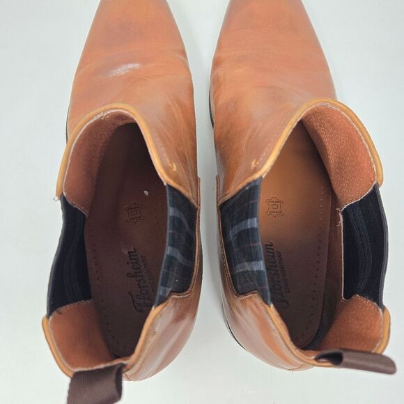 FLORSHEIM Men's Beat Plain Toe Gore Chelsea Boots Size Cognac Brown Leather - Picture 9 of 15